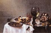 HEDA, Willem Claesz. Breakfast Table with Blackberry Pie Germany oil painting artist